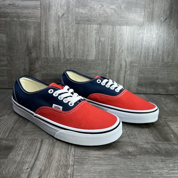 Vans Authentic Women size 8.5 Red Blue White Causal Shoes - Picture 5 of 8